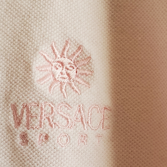Vintage Versace golf polo shirt pink with button with Versace logo,made in Italy - Picture 3 of 6